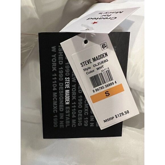 Steve Madden Juniors Faux-Fur-Trim Hooded White Puffer Coat Small New - Picture 9 of 9